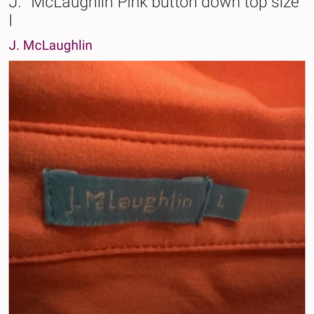 J. McLaughlin Orange/pinky Button-Down Top - Picture 3 of 5